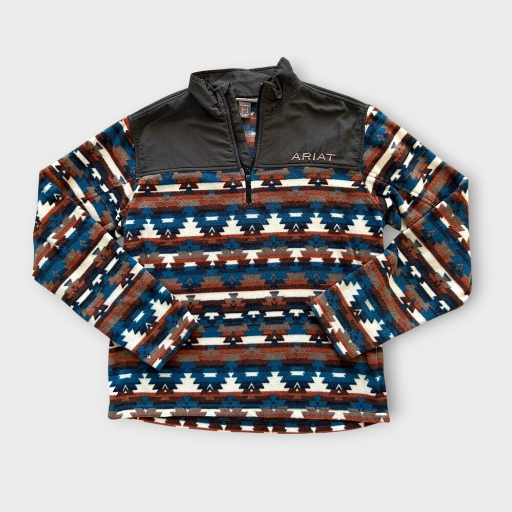 Ariat Men’s Basis 2.0 1/4 Zip Pullover Sweatshirt Turquoise Serape Print Size M
